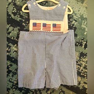 Blue Flag Smocked Jon Jon Size 12 Months Smocked Auctions